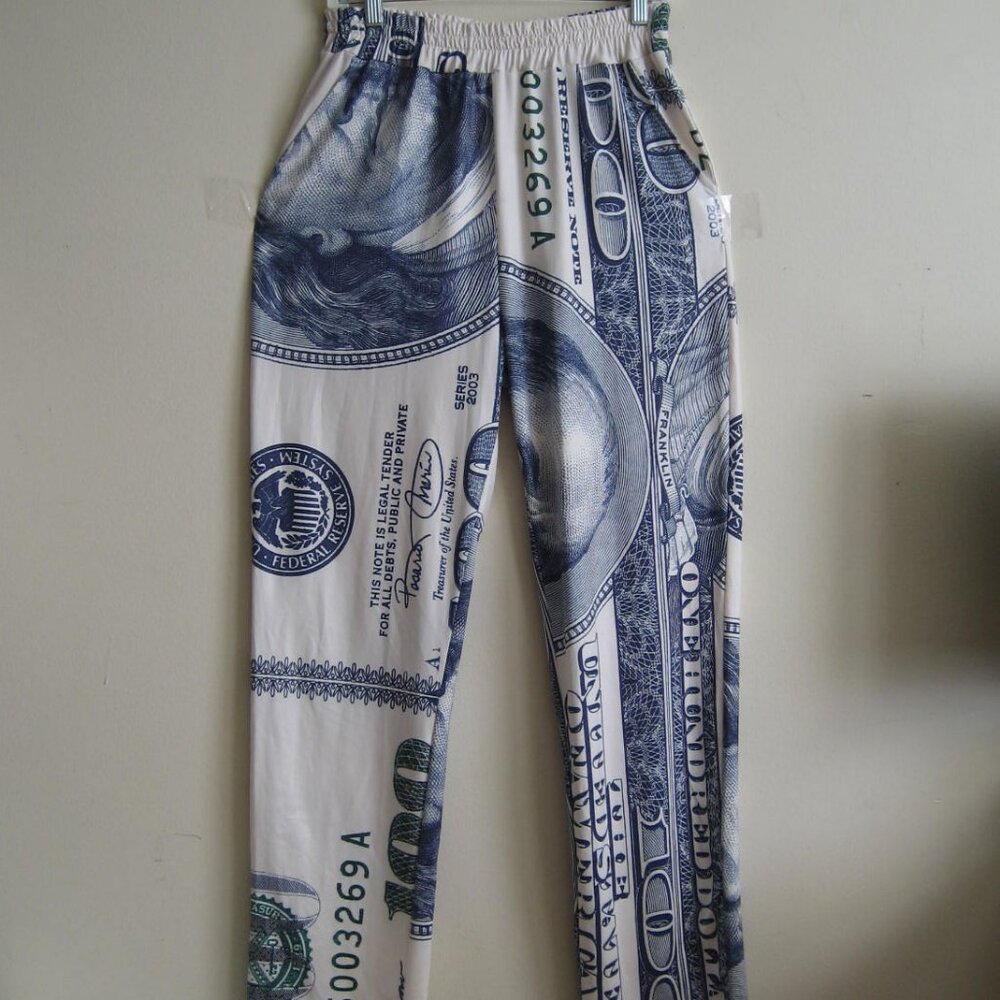 Unisex Money $100 Dollar Bill Lounge Pants, Size Medium